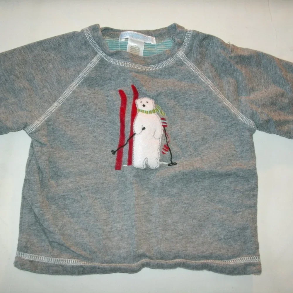 Janie and Jack Boys Shirt Polar Bear Skiing Reversible Long Sleeve 3-6 Months